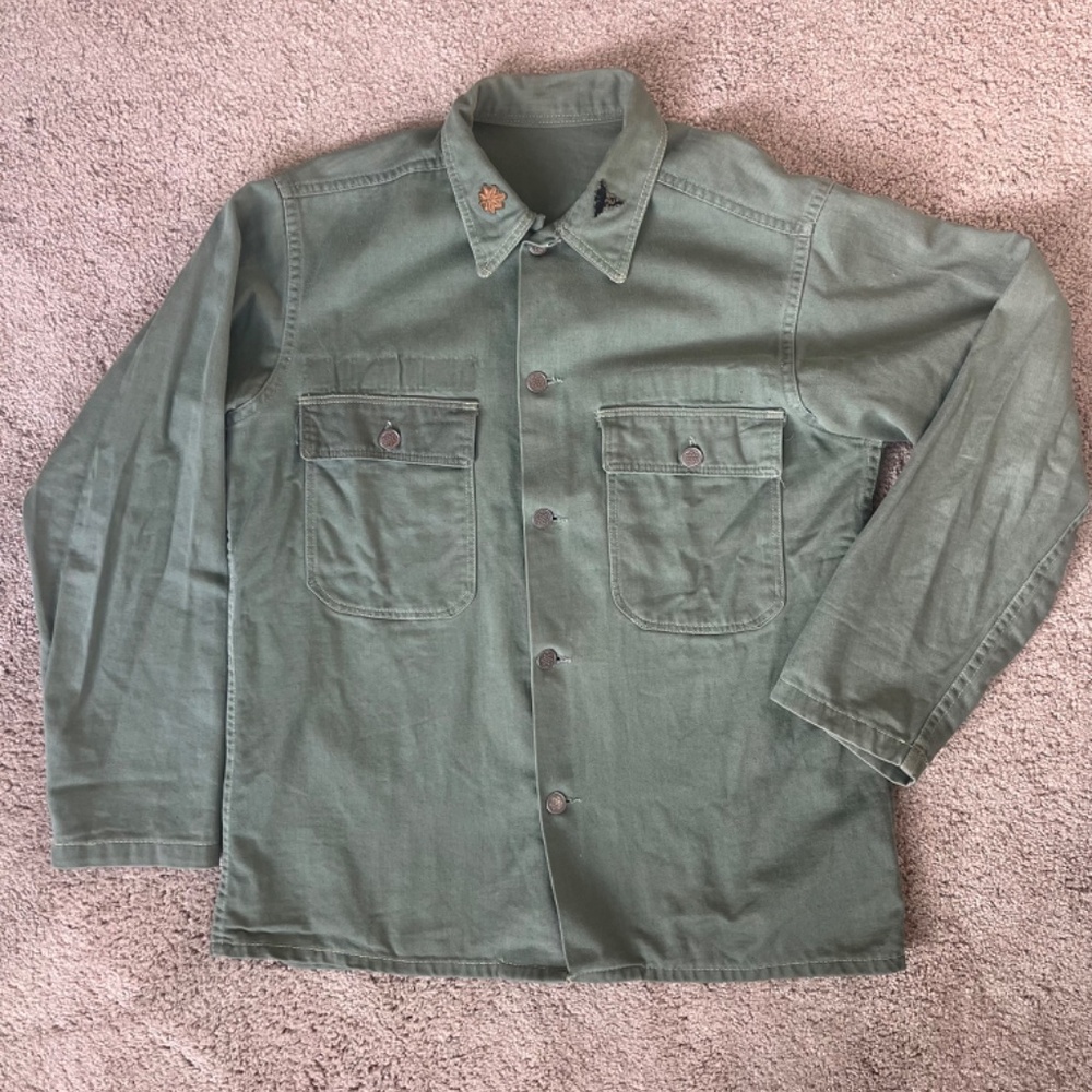 1950s Vintage Military US Army Shirt Jacket with 13 Star Metal Buttons